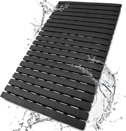 BEMISO Shower Mat Non Slip Bathtub Mat with Suction Cups and Drain Holes 27.5 x15.7 Inch Bath Mat for Tub & Shower.Easy Dry,Easy to Cut,Eco-Friendly