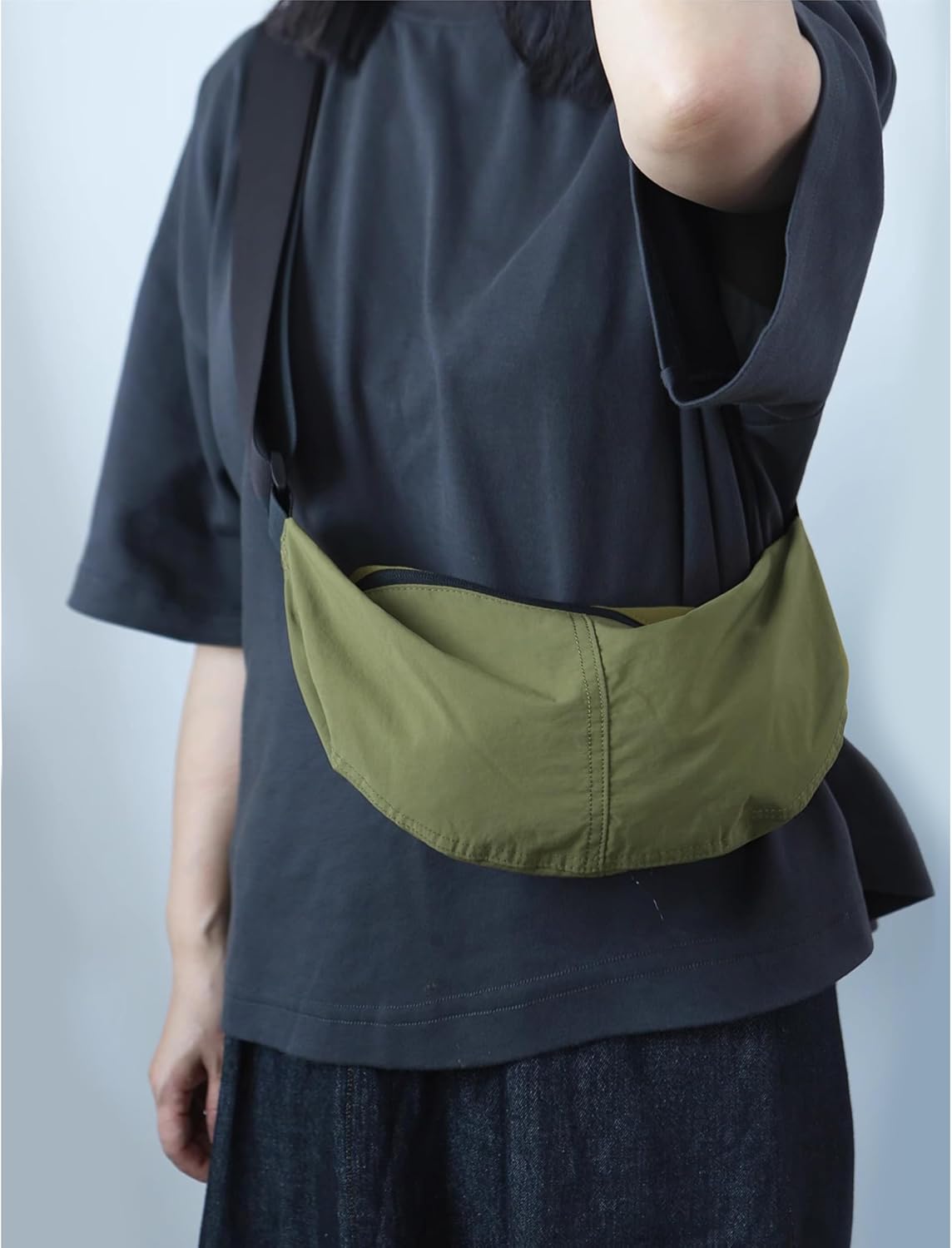 Nylon Crossbody Bag For Women Men Casual Lightweight Crescent Shoulder Hobo Purse With Wide Adjustable Strap thumbnail