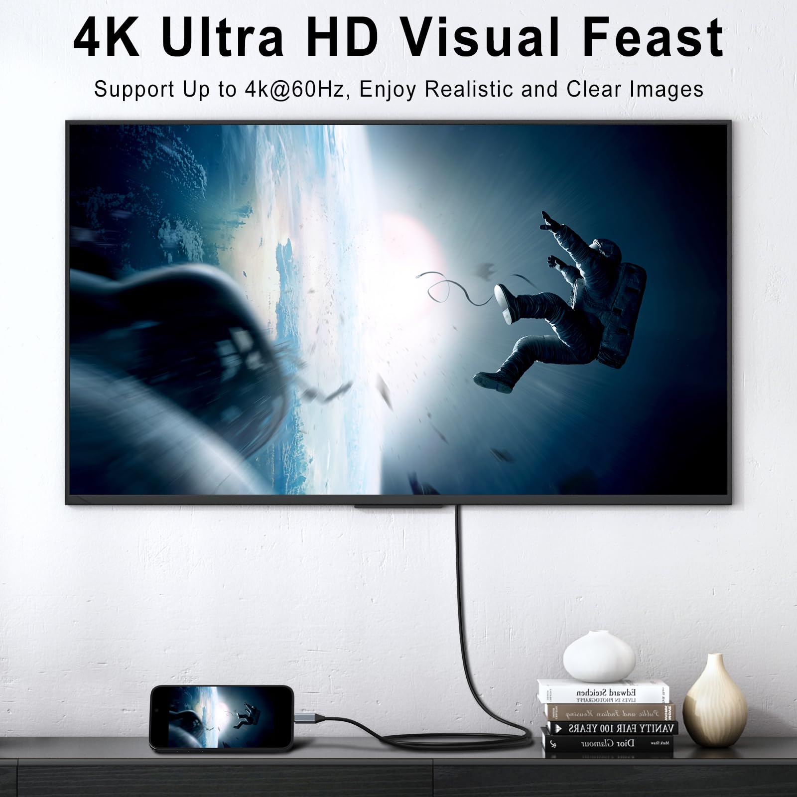 Oumida kabel USB C do HDMI 2M, kabel USB Typ C do HDMI 4K UHD (kompatybilny z Thunderbolt 3) do kina domowego/pracy dla iPhone 15/16, MacBook Air/Pro, iPad Pro, Samsung S23/S10 (60HZ)