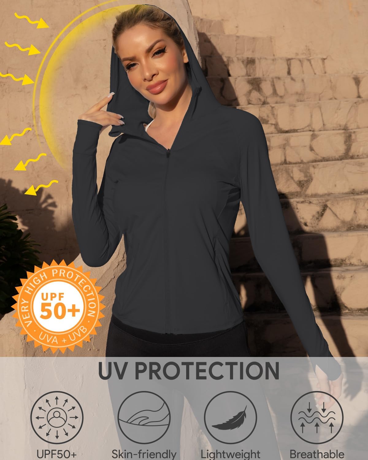 We1Fit Women's UPF 50+ Lightweight Sun Protection Hoodie Jacket Long Sleeve Hiking Outdoor Shirts with Pockets - Image 4