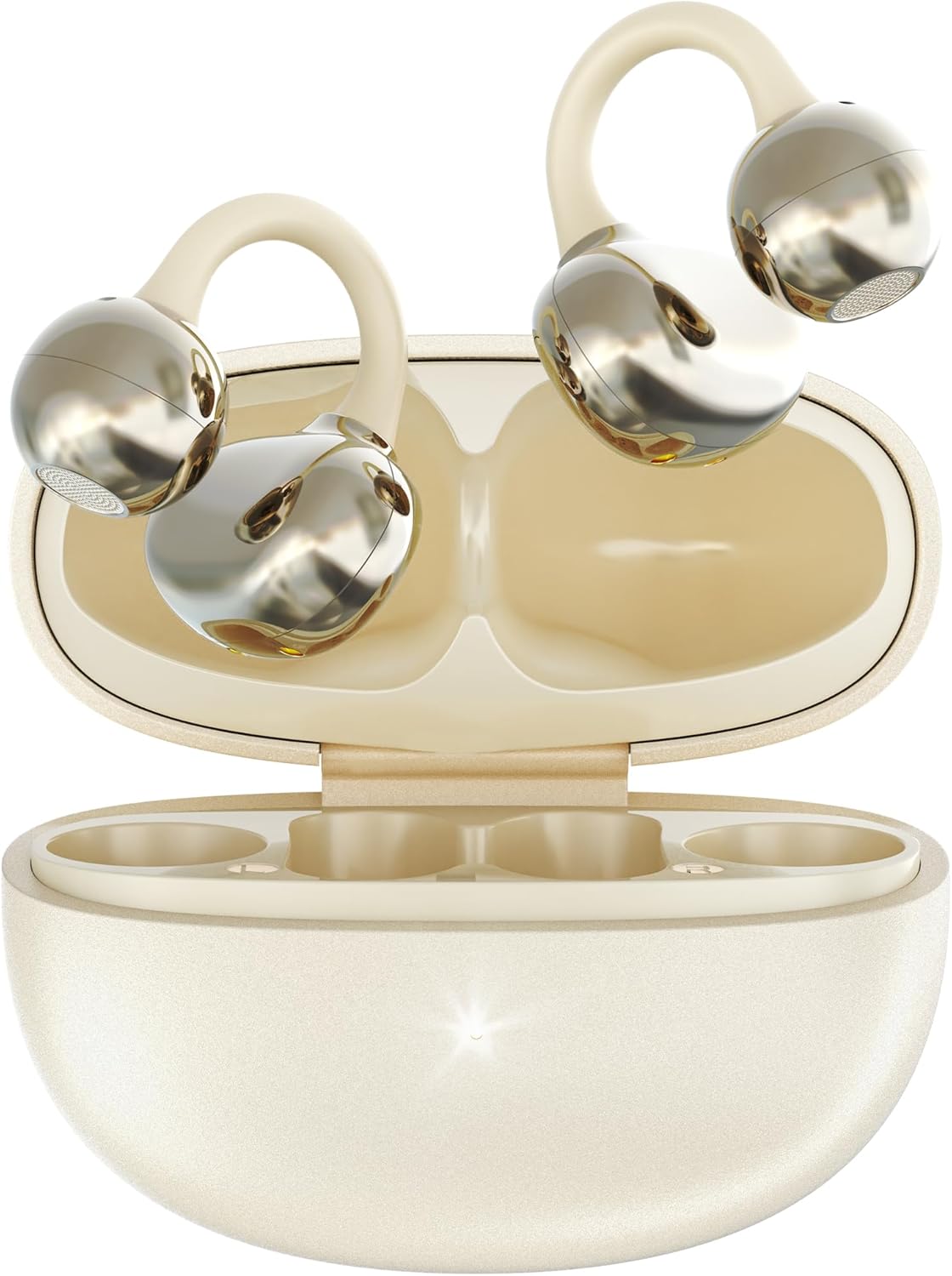 Open Ear Earbuds Lightweight Comfort, 40H Play Bluetooth 5.4 Open Ear Headphones, Fit for Small Ears, Touch Control Running Headphones Fit Sports Running, Workout Macaron White