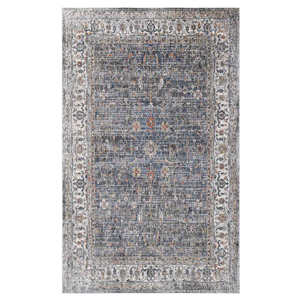 5 x 8 ft. Oriental Power Loom Rectangle Area Rug Gray & Brown