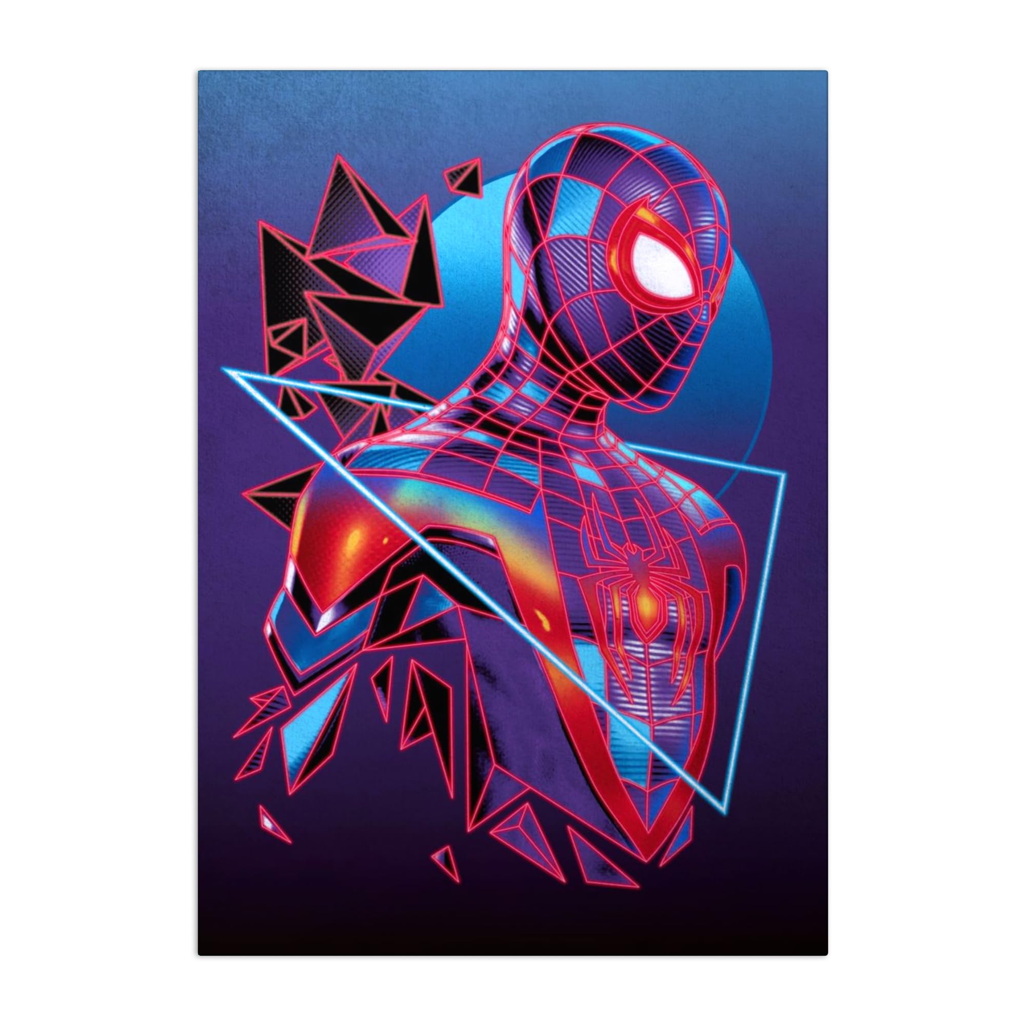 Poster Métallique Marvel Fixation Sans Trou Affiche Miles Morales Néon