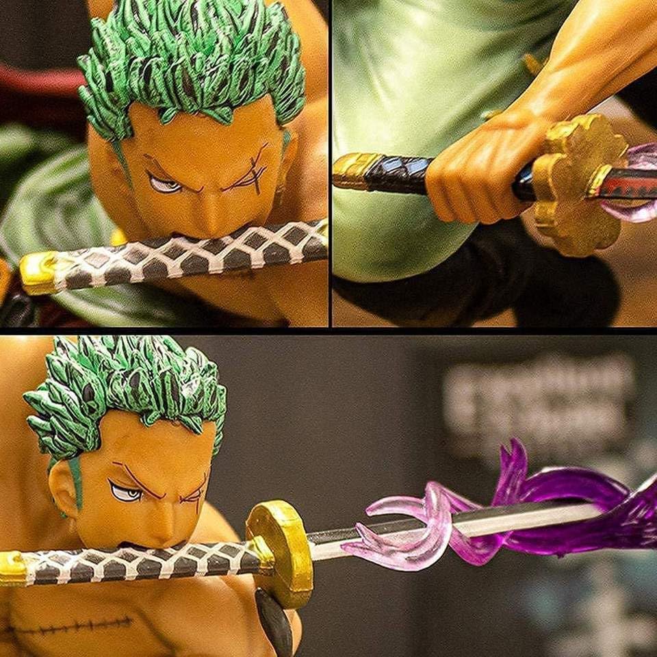 Image of Zoro Action Figure One Piece Roronoa Zoro Battle Mode Anime PVC Figurine Three Thousand World Sword Style Model Statue Collectible Doll for Home Desk Decor Gift (Zoro)
