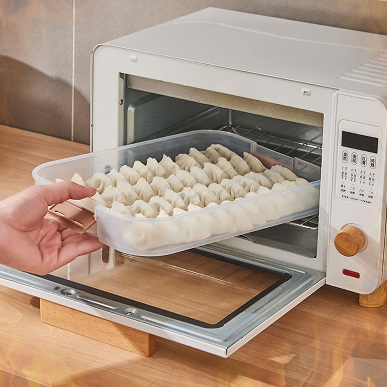 goodluxx Contenitore multistrato per ravioli con coperchio, contenitore organizzativo per cucina, cibo, verdure, ravioli croccanti, 4#