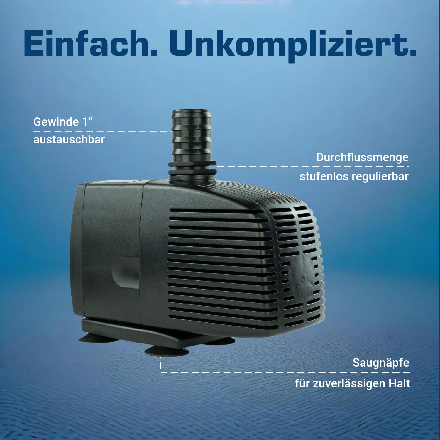 Teichpumpe 230 V – 3.000 L/H, 10m Kabel, 280 cm Förderhöhe, 60 Watt, Wasserpumpe, Bachlaufpumpe, Wasserspielpumpe und Zimmerbrunnen-Pumpe | Brunnenpumpe | Tauchpumpe | Springbrunnen-Pumpe | KEP3000N
