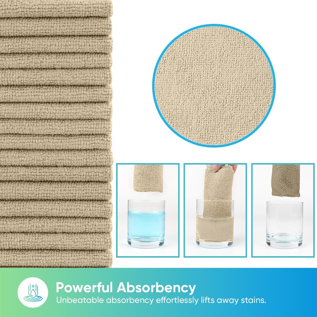 HOMEXCEL Microfiber Cleaning Cloth 20 PK, Towels for Cars and Shop, Brown image 3