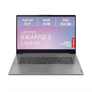 Lenovo IdeaPad 3 Laptop | 17.3 Inch HD+ Display | AMD Ryzen 5 | 8GB RAM | 512GB SSD | AMD Radeon Graphics | Windows 11 | QWERTZ | Artic Grey | Camera Protection Cover | 3 Months Premium Care