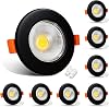 HiBay 8X 10W Round LED Downlights COB Ultra Slim Ceiling Spotlight 5000K Black Down Lights for Kitchen, Bedroom, Cutout Ø65-88mm, 240V 850LM [Energy Class F]