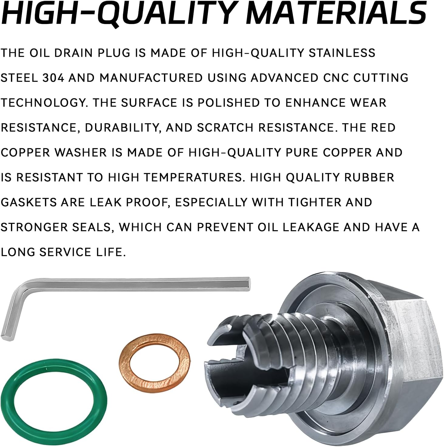 M14.1-1.5 x 15mm Oil Drain Plug Repair Kit with O-Ring & Hexagonal Wrench, Oversize Piggyback Oil Drain Plug Leak-Proof Self-Tapping Oils Pan Screw Automotive Replacement Engine Oils Drains Plugs image 3