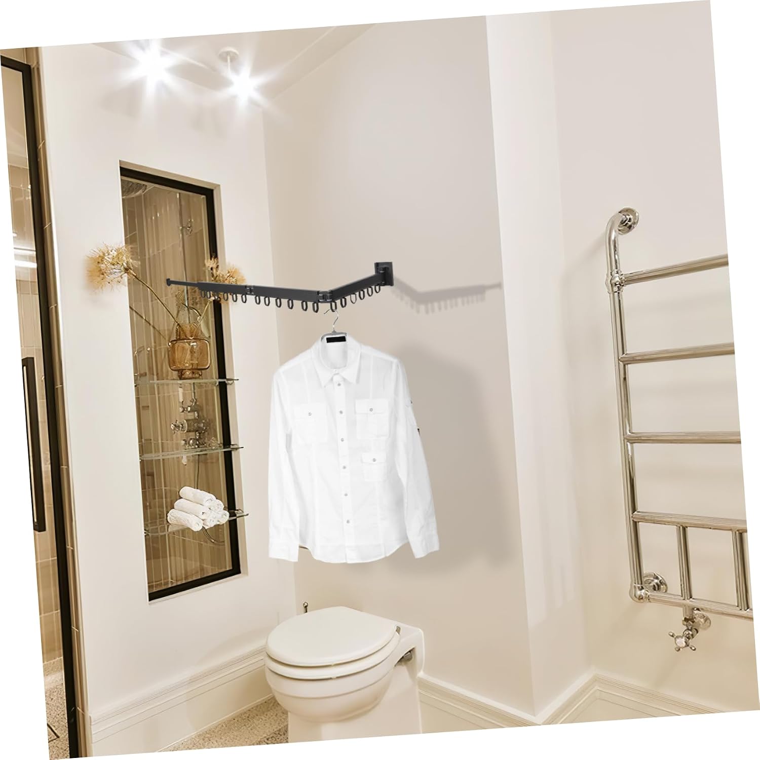 PRETYZOOM Wall-Mounted Clothes Drying Rack Laundry Hanger for Balcony Laundry Room Windproof Design Space-Saving Model