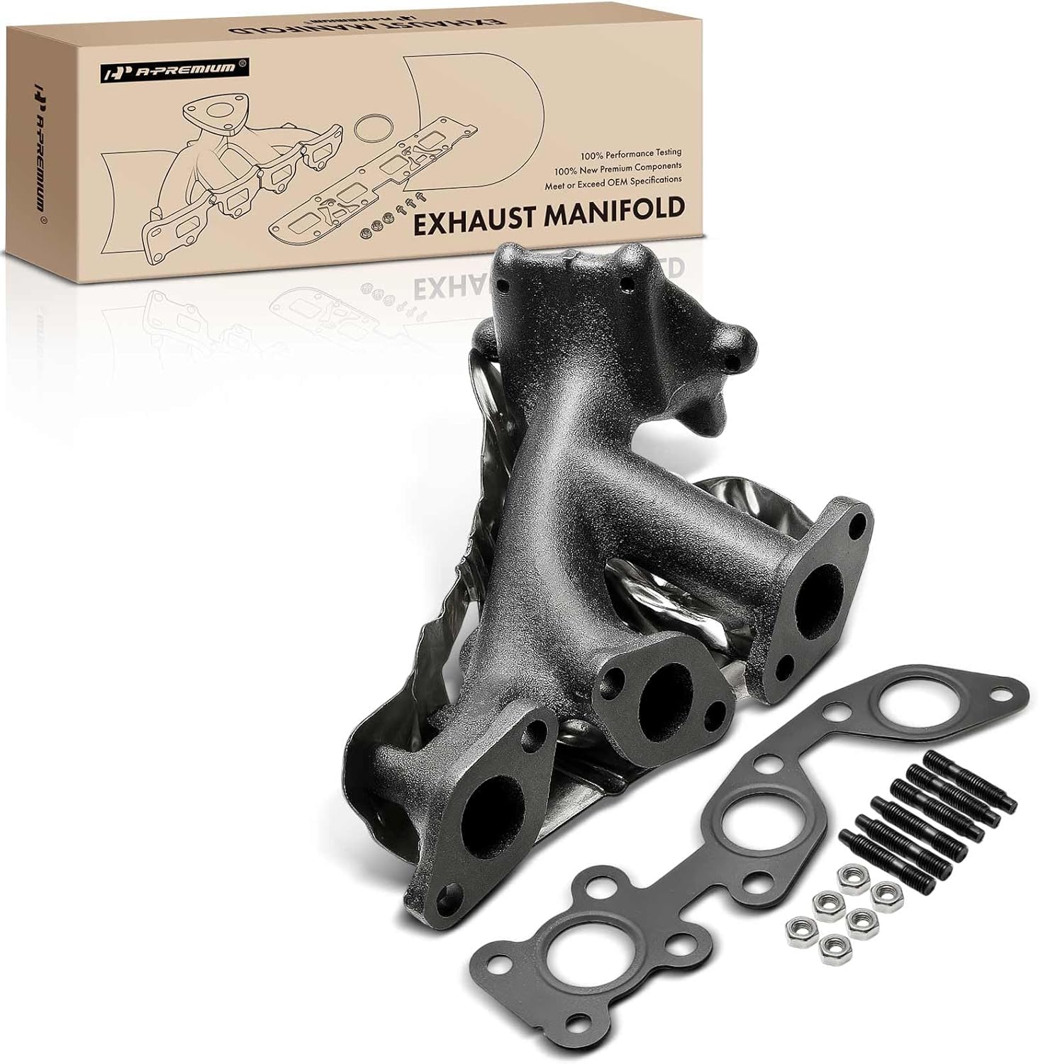 A-Premium Left Side Engine Exhaust Manifold Kit W/Gaskets & Heat Shield Compatible with Nissan Pathfinder 1996-2000 & Infiniti QX4 1997-2000