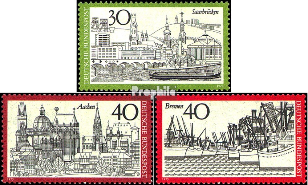 Timbres RFA 1973 – Aix-la-Chapelle, Brême, Sarrebruck – Série 787-789 – Neuf Avec Gomme Originale (MNH)