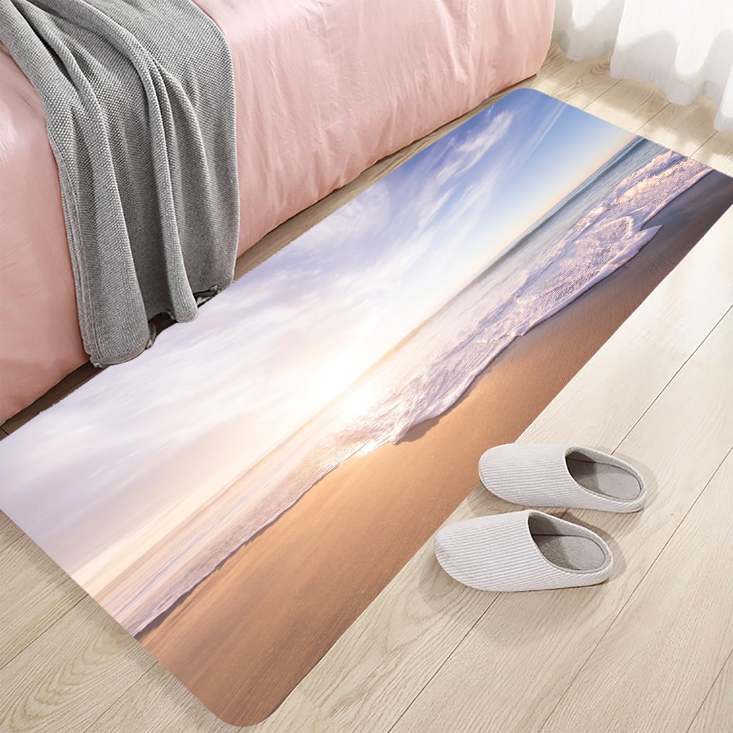 LYFANS Sunshine Beach Anti Fatigue Carpet, 45x17.5 Inch Kitchen Anti-Skid Mat, Bathroom Mat, Bedroom and Living Room Use Thickened and Extended Memory Foam Cushion Anti Fatigue Ergonomic Rugs.