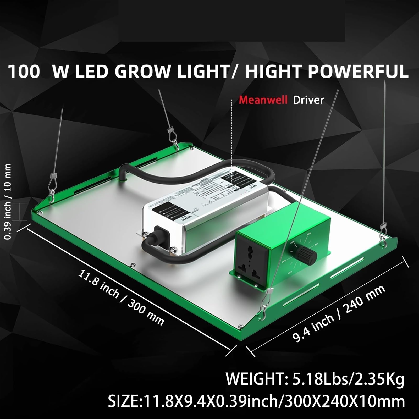 Lámpara de Cultivo, Luces LED de Cultivo de Espectro Completo de 100 W for Carpas de Cultivo de Interior, Plantas, Verduras y Flores