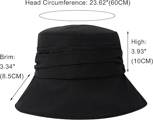 Miniatura 3 de DOCILA Elegante sombrero plisado para mujer, de algodón liso, ligero, para pescador, visera plegable