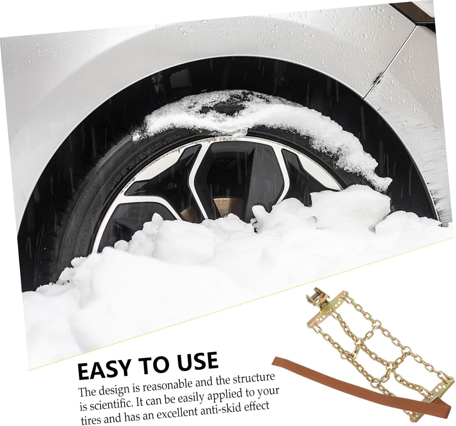 Car Anti-skid Tire Chain Snow Mud Wheel Chain for SUV Passenger Vehicle Easy Installation No Jack Needed Practical Vehicle Traction Accessory