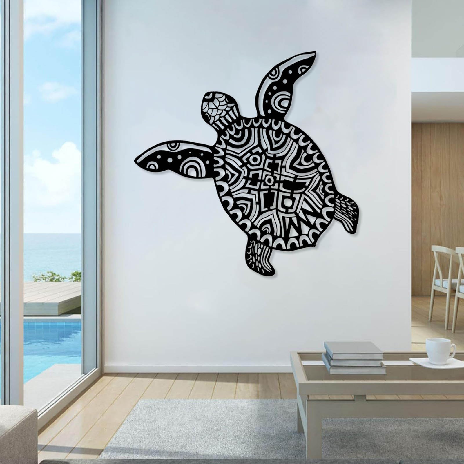 Jogwenu Sea Turtle Metal Wall Art, Metal Turtle Wall Decor, Sea Life Outdoor Wall Decor, Ocean Wall Art, Beach Wall Decorations, Nautical Wall Hanging