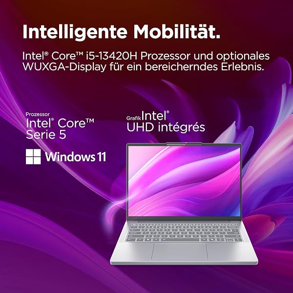 Lenovo IdeaPad Slim 3i Laptop | 14 Inch WUXGA Display | Intel Core i5 13420H | 16GB RAM | 512GB SSD | Intel UHD Graphics | Win11 | QWERTZ | Luna Grey | 3 Months Premium Care - 2