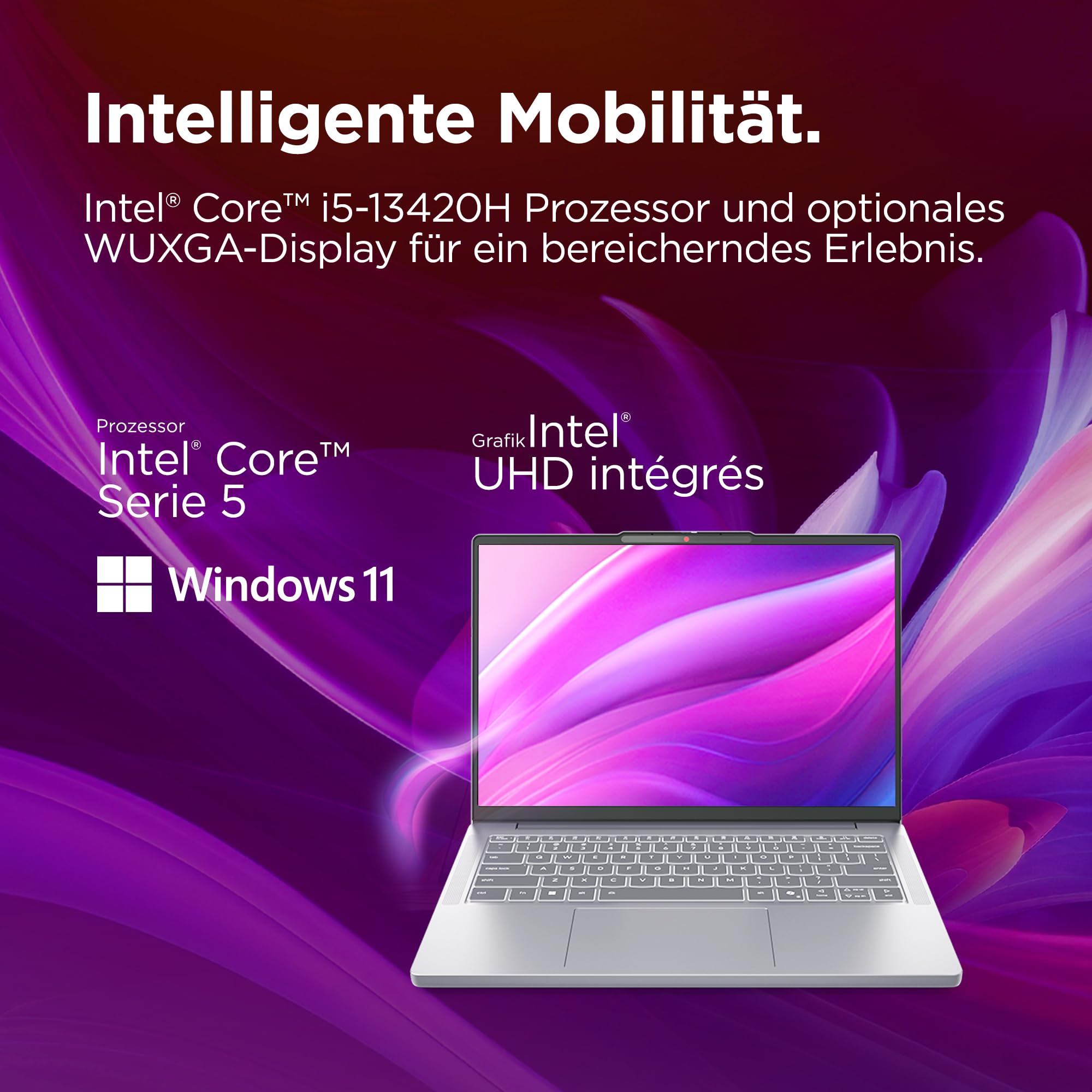 Lenovo IdeaPad Slim 3i Laptop 14" WUXGA Intel Core i5 13420H 16GB RAM 512GB SSD Win11 Luna Grau