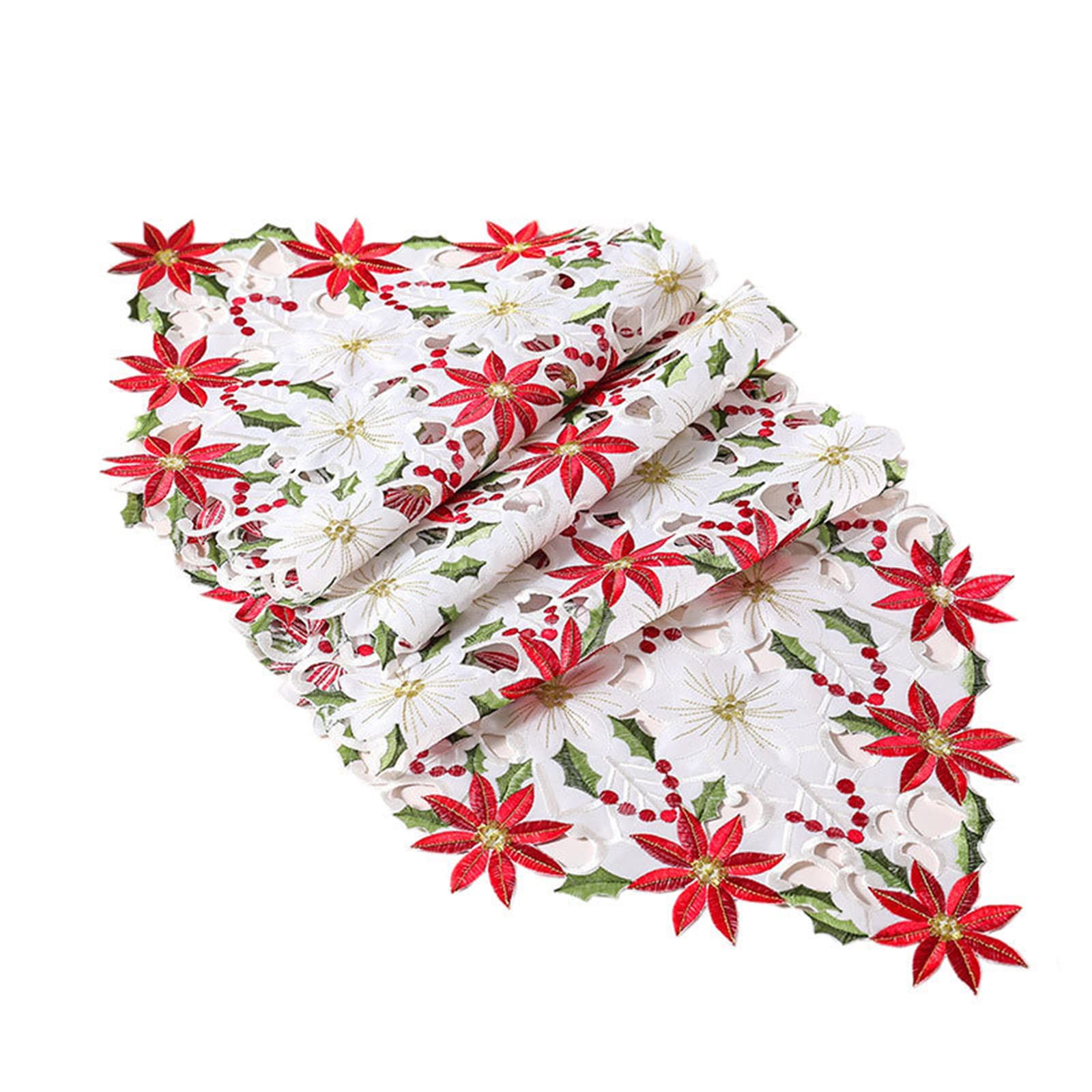 Tsophreniq Table Linen Table Runner with Embroidered Flower Thanksgiving Party Hollow Cover for Decor Runner Long Long Placemats