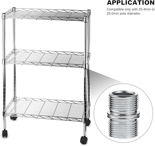 Miniatura 6 de DOITOOL 4 conectores de estante de metal de 1.000 in de diámetro para estante de alambre grueso, estante de doble cabezal de reemplazo de tuerca de