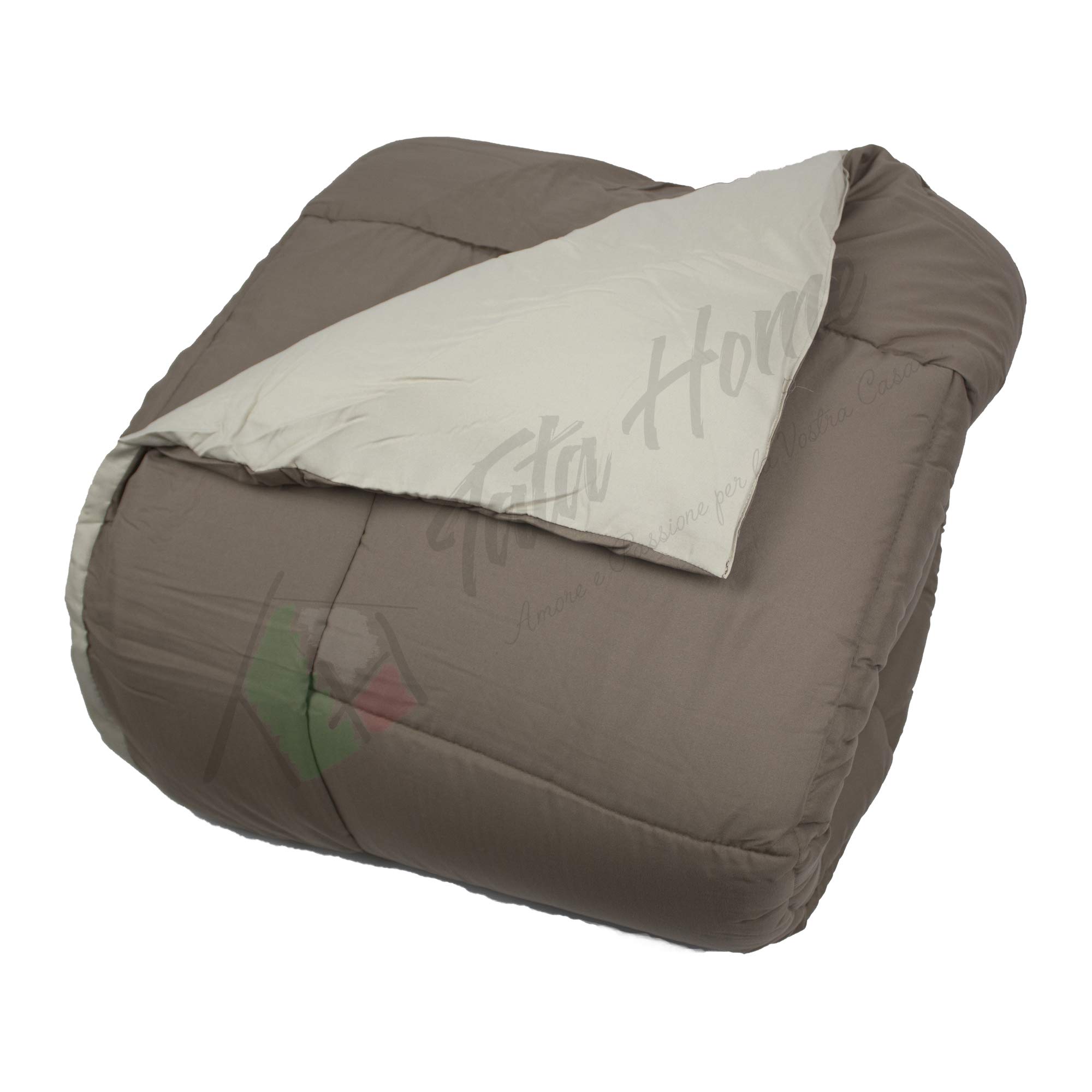 Tata Home Judit Trapunta Tinta Unita Duble Face Invernale Imbottita 350 gr/mq 100% Morbida Microfibra di Poliestere Misura 2 Piazze Letto Matrimoniale 260x260 cm Colore Nocciola Panna