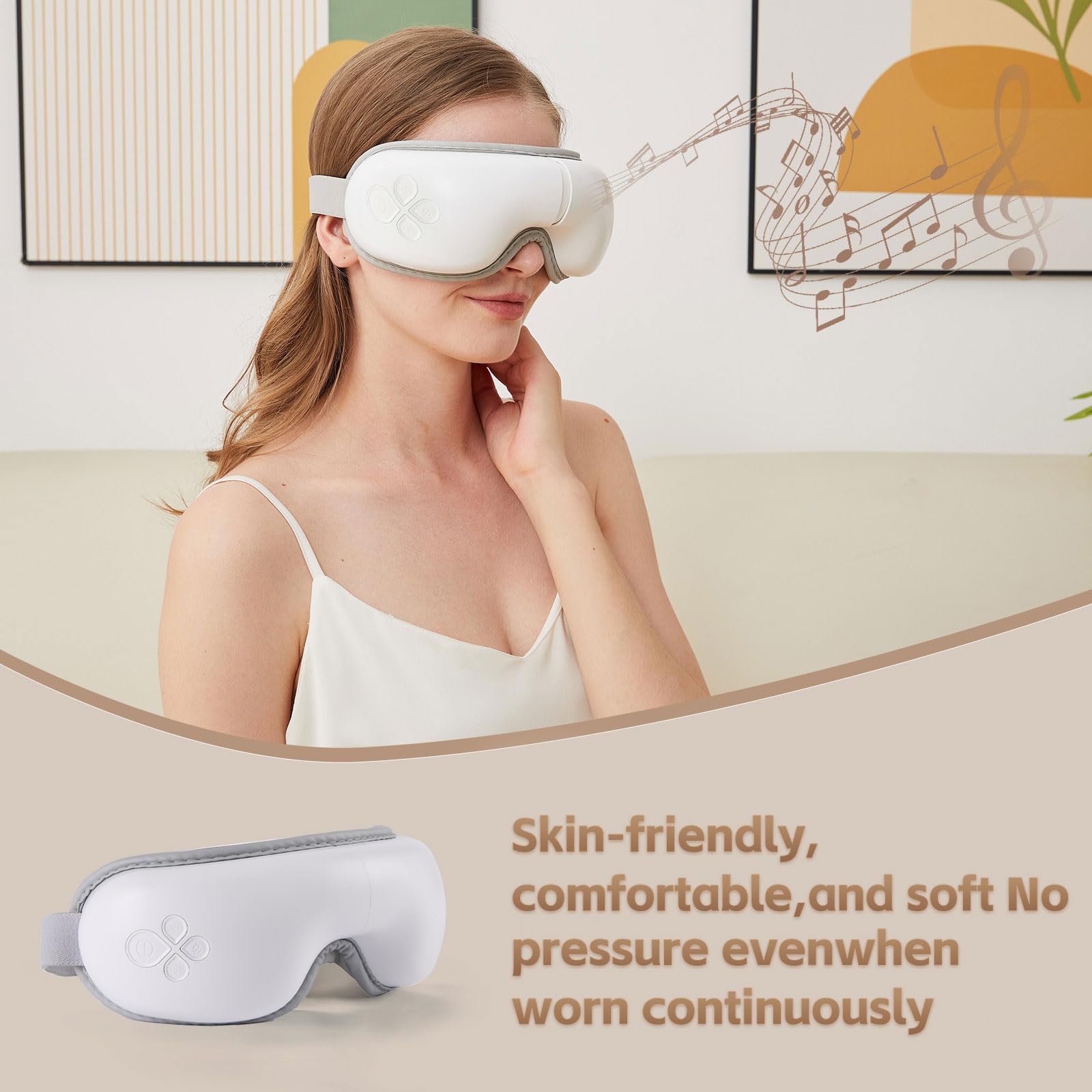 LAOBEN Masseur des yeux avec chaleur, cadeau d'anniversaire pour homme, femme, elle, lui, avec design bloquant la lumière, réduit la fatigue