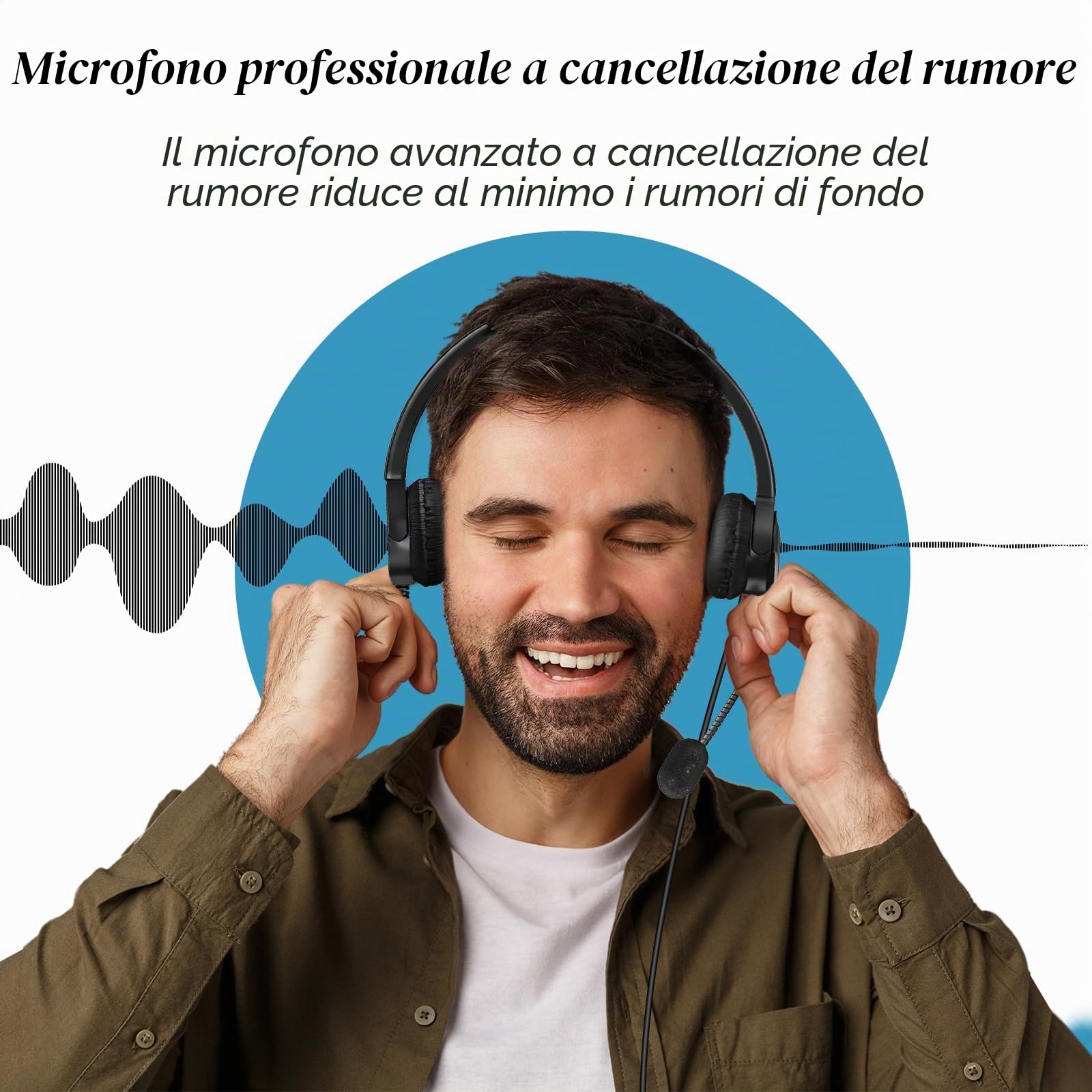 PChero Cuffie RJ9 Regolabile per Telefono Fisso Call Center Regolare con 4-Pin RJ9 Della Spina e Microfono