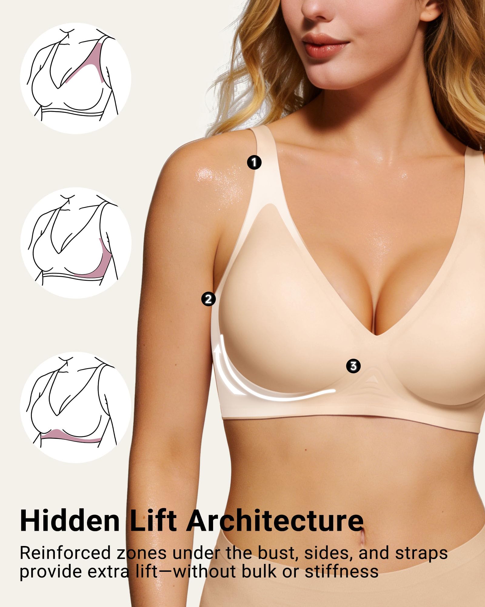 As Fairy 2026 Deep V Wireless Push Up Bras for Women Soft Support Bra with Lift Comfortable T-Shirt Bra for Daily Wear - 5