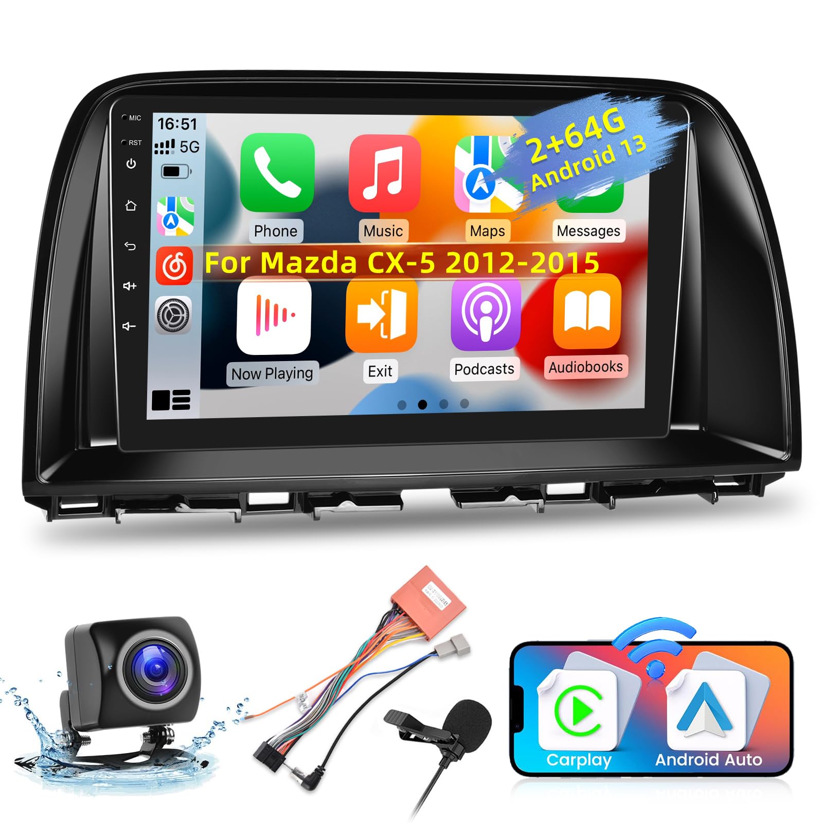 Amazon.com: [2+64G] for Mazda CX-5 2012-2015 Car Radio with 