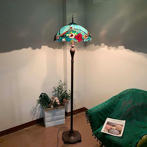 Miniatura 6 de Bieye B10740 Lámpara de pie estilo Tiffany Base de repuesto con 3 interruptores de cadena de tracción de luz, interruptor de pie para pantalla de
