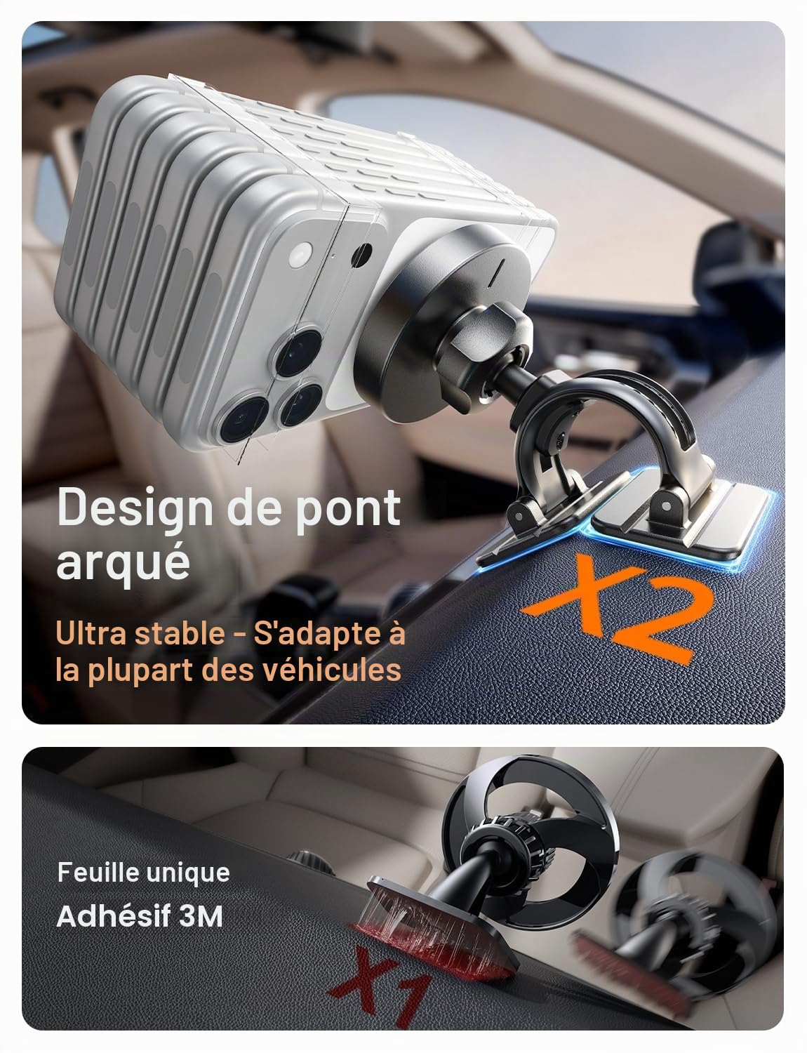 LISEN 15W Pro Support Téléphone Voiture Magsafe Induction Chargeur -[24X N52 Aimants] Support Telephone Voiture Magnetique, 360°Rotation Porte Telephone Voiture Aimanté pour iPhone 17 Pro Max 16-12