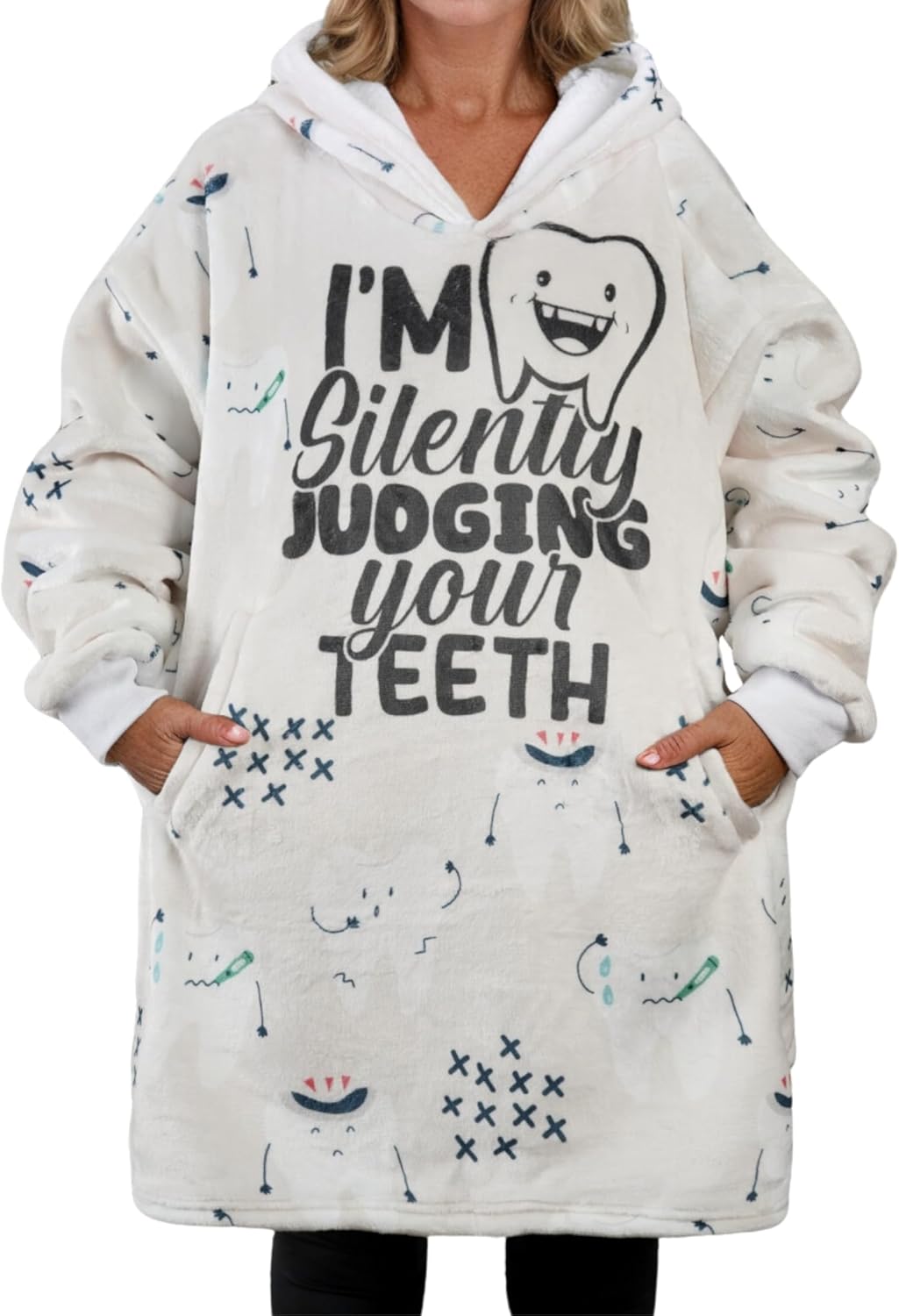 Dental Gifts Wearable Blanket Hoodie, Oversized Wearing Blanket for Dentists, Dental Assistants and Hygienists on Birthday and Christmas