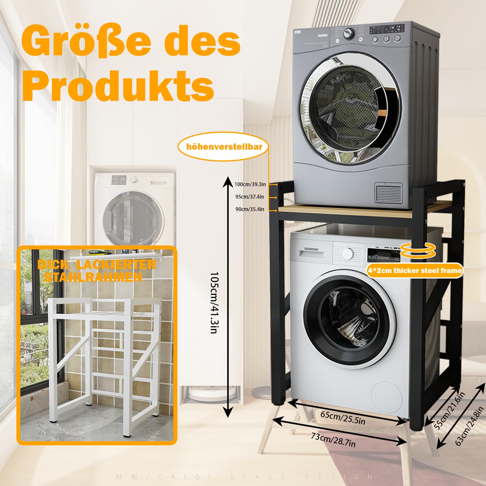 Regal über Waschmaschine,Verstellbares Stapel-Set über Waschmaschinen,Waschmaschinenrega ohne Bohren 2 Ebenen Badezimmerregal,für Badezimmer Waschküche