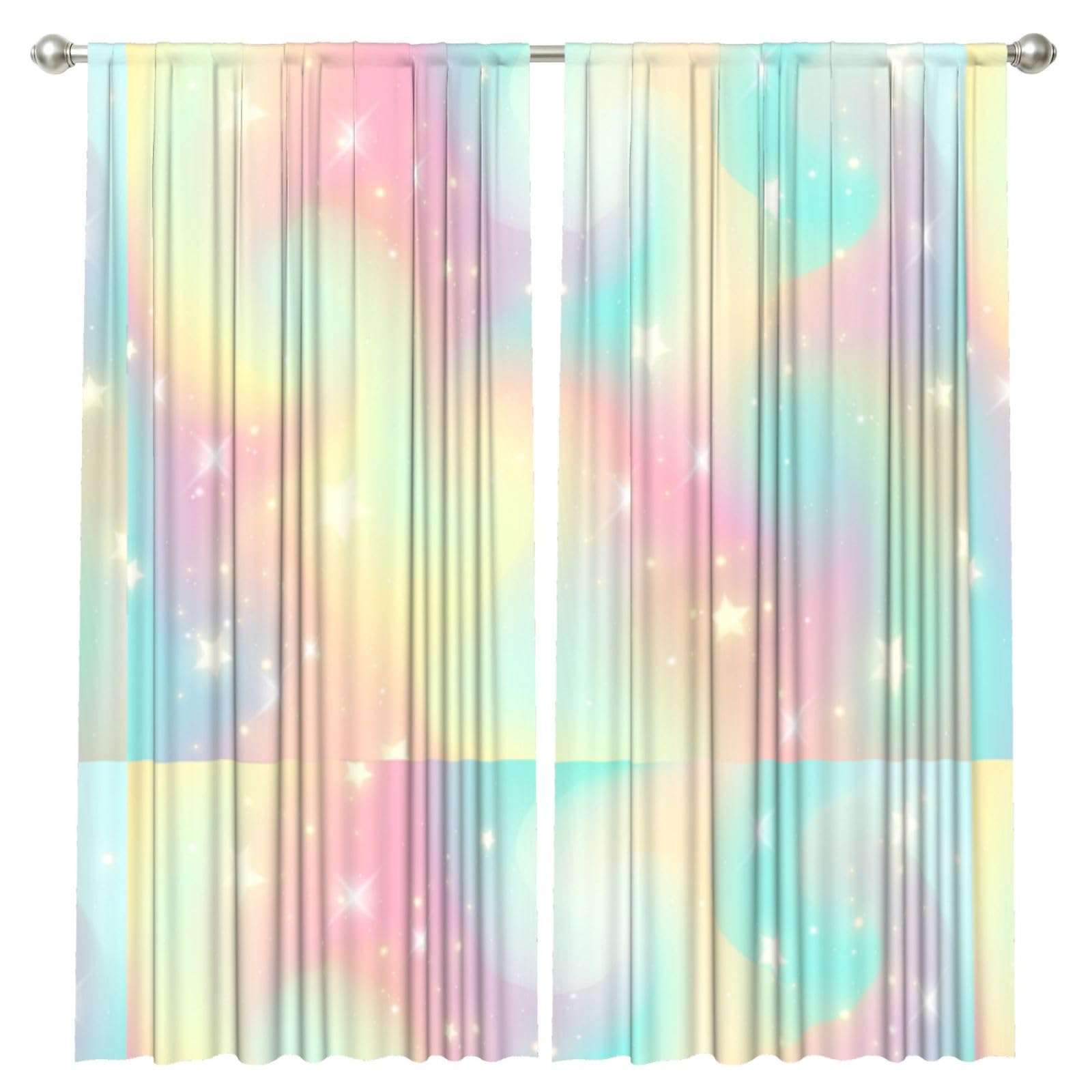 InOmak Rainbow, 2 Panels Window Curtains 52 x 84 Inch Blackout Curtains for Living Room Bedroom