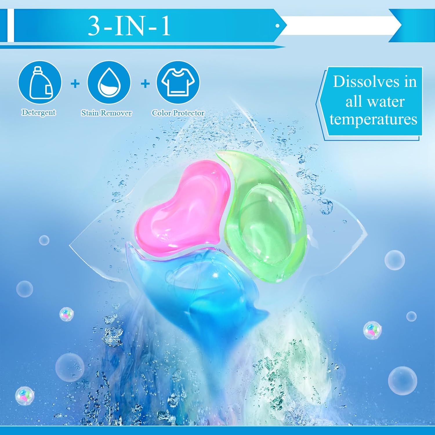 180 Count Laundry Detergent Pods Bulk Washing Machine Detergent Pods 3-in-1 Concentrated for Visible and Invisible Dirt, Fruity Aroma - Image 2