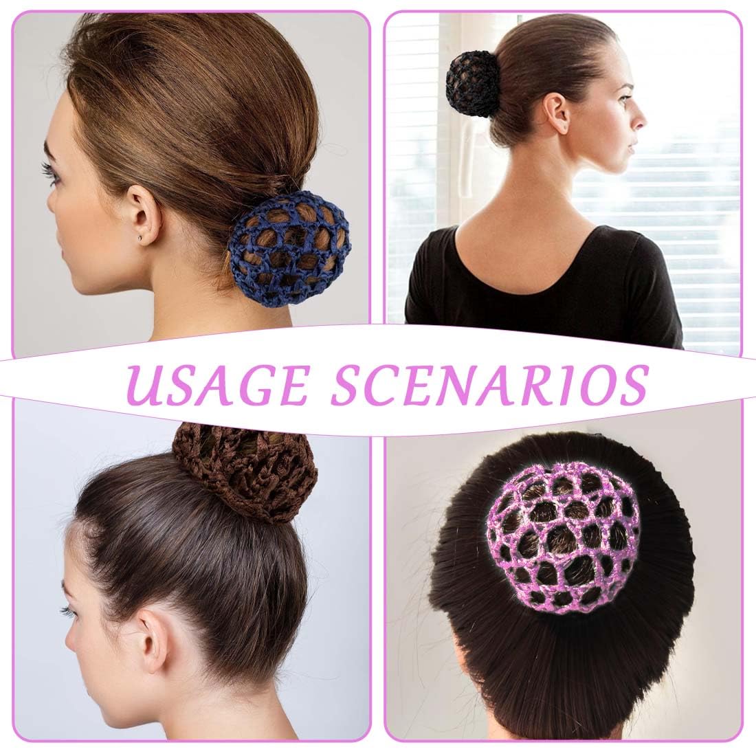 8 Pezzi Copertura a Rete per Danza Classica con Elastico,Retina per Capelli Chignon Retina per Capelli Chignon Bambina con Perline Retine per Capelli per Hotel Infermiera