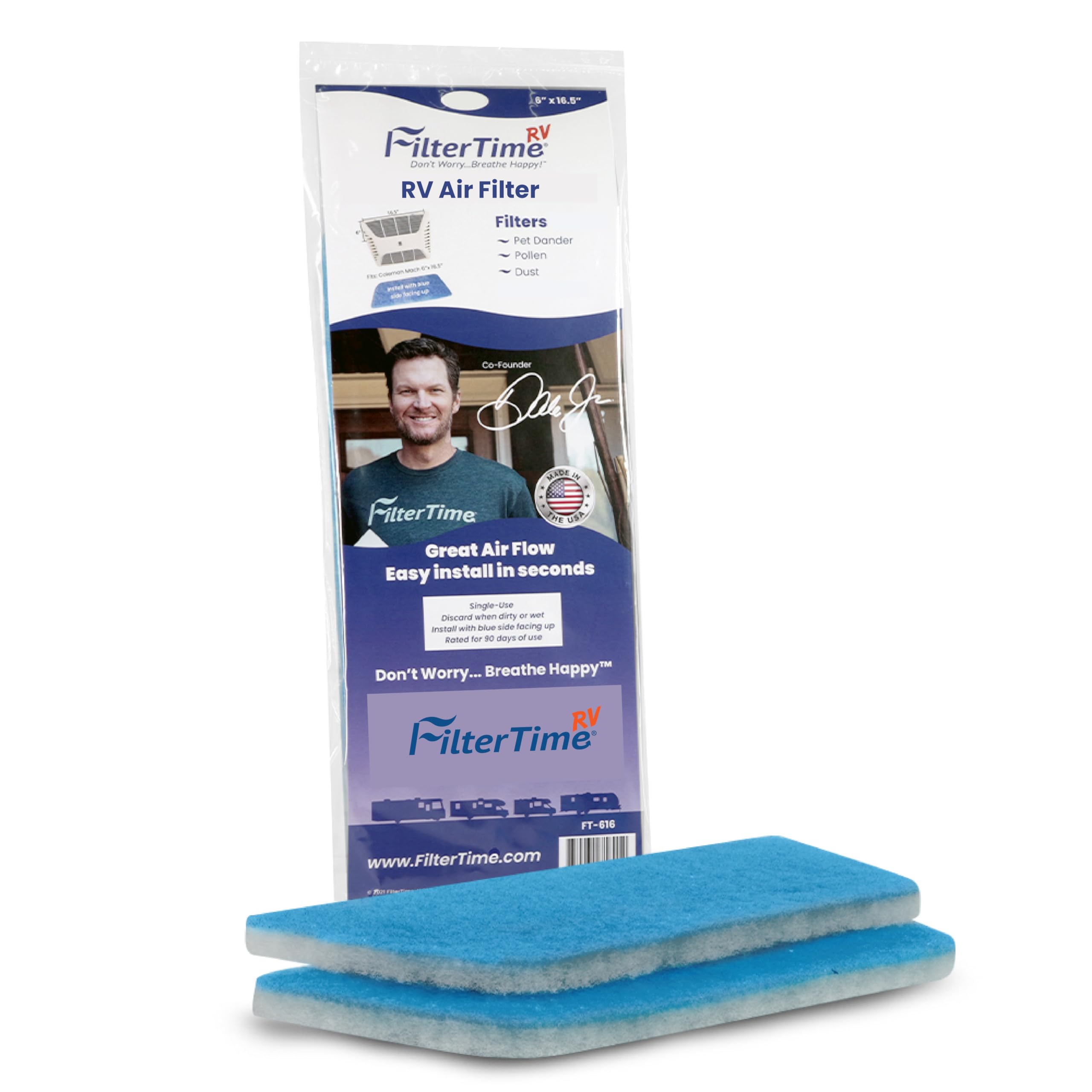 FilterTime RV FT-616 RV Air Filter 6”x16” AC Filter Replacement for Coleman Mach (2 filters per pack) MERV 6 Replaces Original Air Filter
