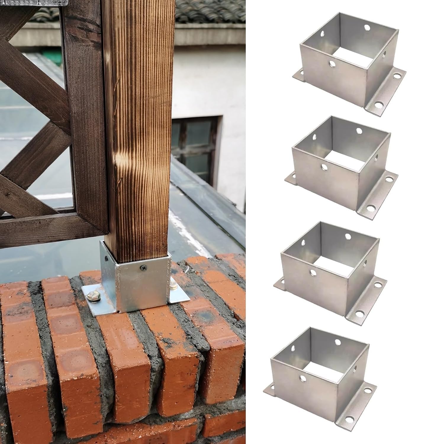 Soportes de acero inoxidable para postes de valla de hormigón Pera para botas resistentes al corro, soporte al aire libre, herrajes de fijación pesados