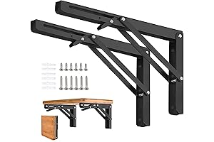 16 Inch Folding Shelf Brackets: Sturdy Wall-Mounted Triangle Hinge for Space-Saving Table and Bench Solutions