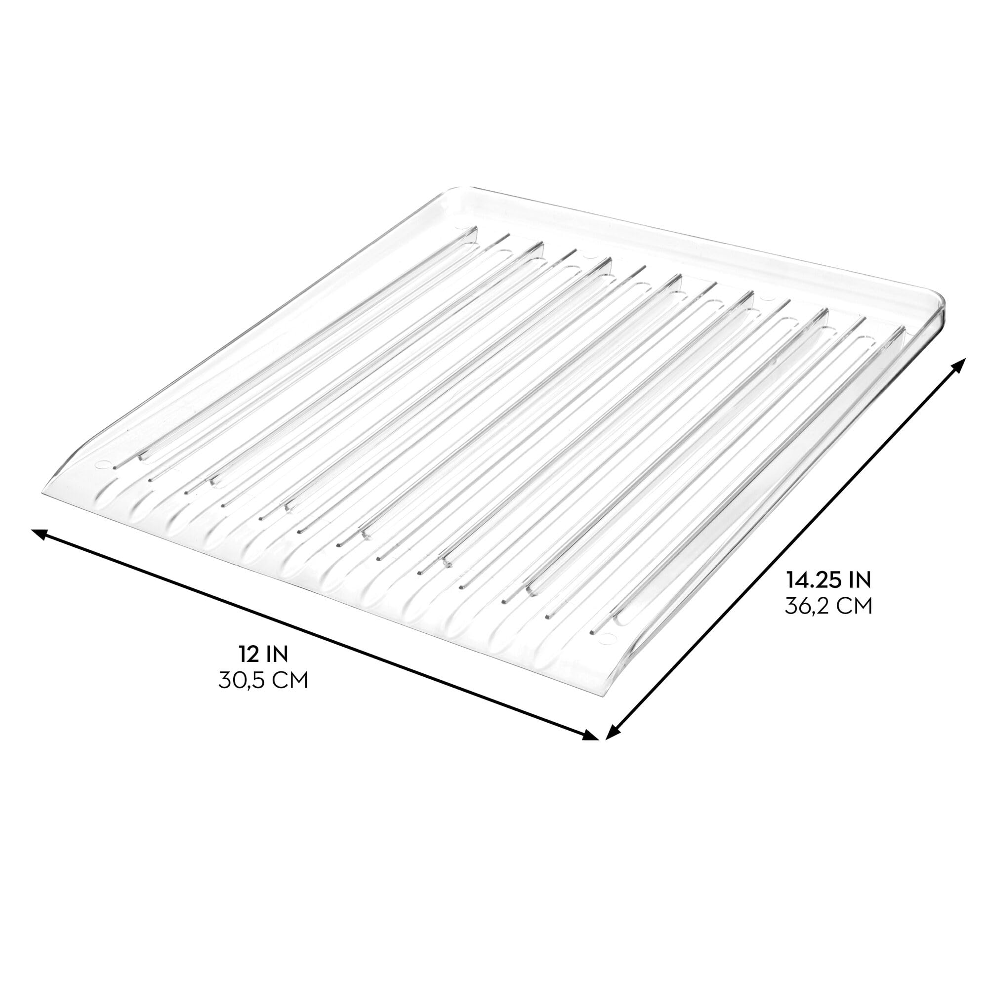 iDesign Forma Tavoletta Asciugapiatti Ripiano Cucina, Plastica, Trasparente, 29.75x15.25x30.5 cm