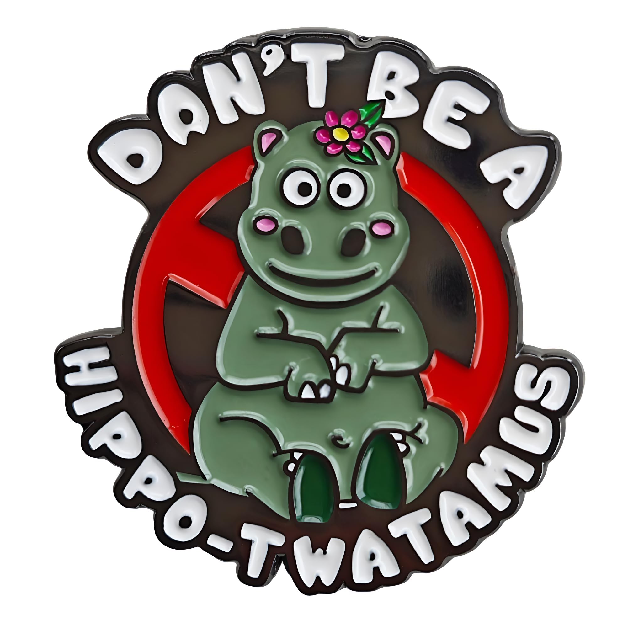 Ficsowy Don't Be a Hippo... Enamel Pin Funny Hippopotamus Pin, Cartoon Anime Pins for Backpack, Jeans, Hat or Coat
