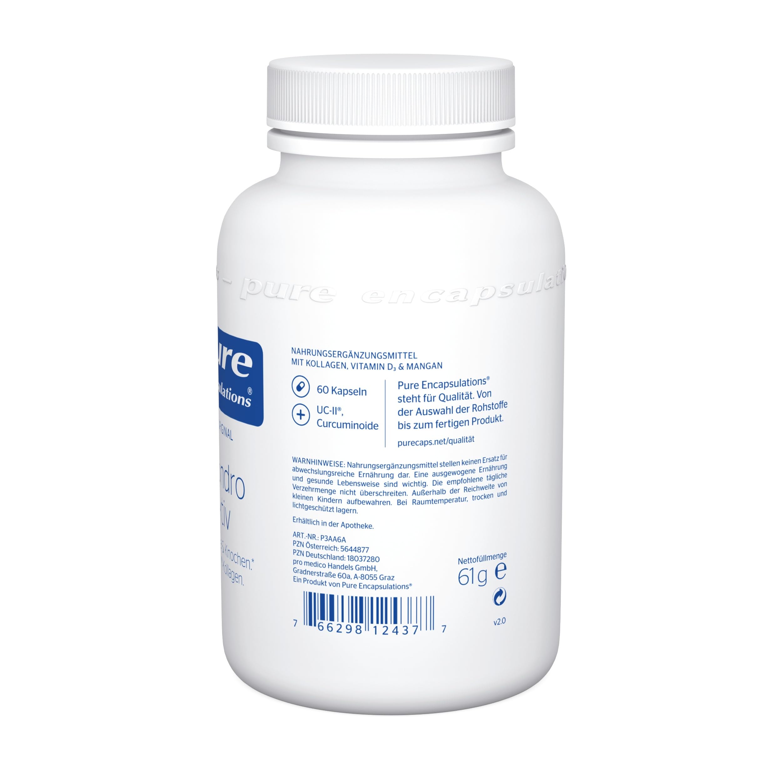 Pure Encapsulations - Chondro Aktiv - Gelenksformel mit UC-II Kollagen, Vitamin C & D, Glucosamin, Chondroitin und Hyaluronsäure - Unterstützt Knorpel und Gelenke - 60 Kapseln