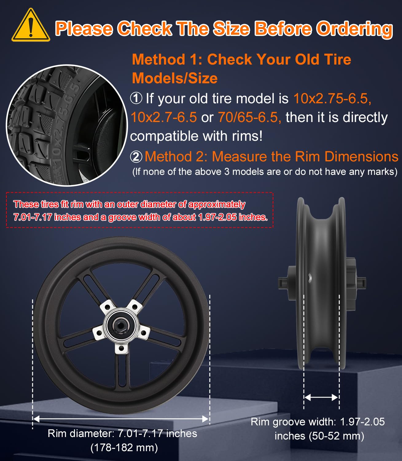 Pneumatici pieni 10x2.75 per monopattino elettrico (Nero 2 pezzi)