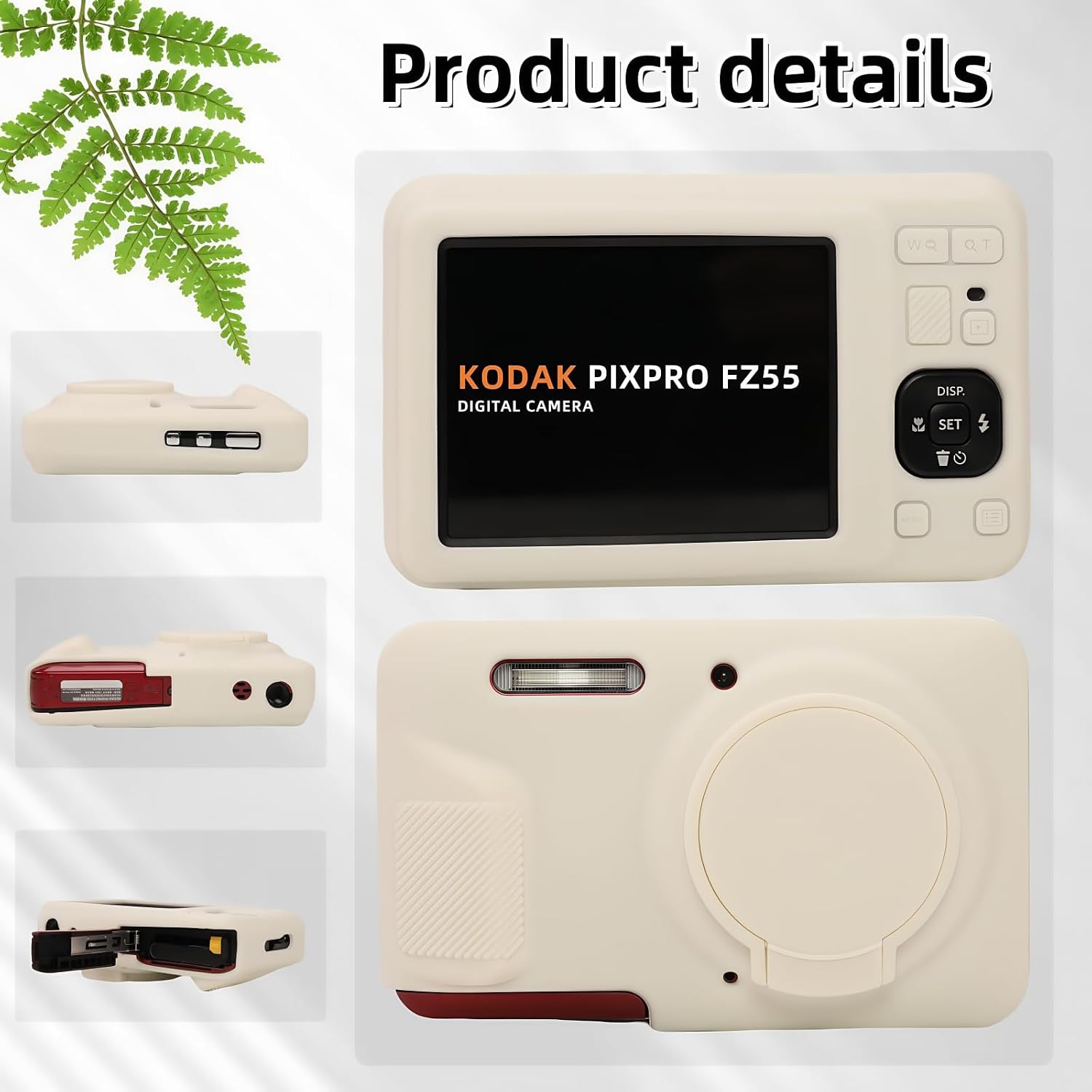 Case for Kodak PIXPRO FZ55,FZ55 accessories,Soft Silicone Protective Case Removable Lens Cover,Comes with 2 Screen Protectors and 1 Wrist Strap. (Misty White)