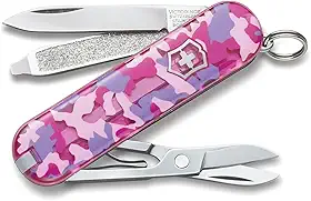 Canivete suíço Victorinox Classic SD, compacto, 7 funções, fabricado na Suíça, Pink Camo