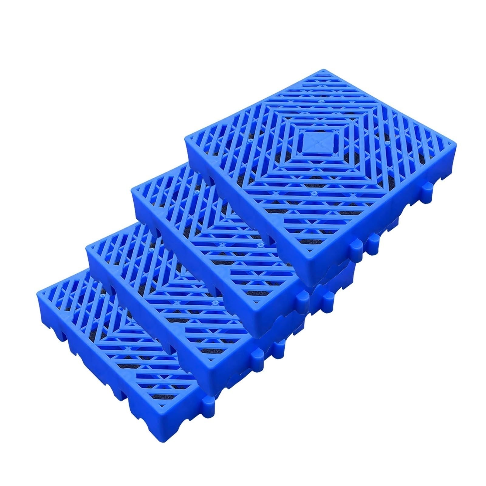 Lot de 4 palettes emboîtables en plastique durable pour le stockage de sous-sol, design léger et emboîtable pour une organisation facile, idéal pour les marchandises et le sol extérieur de la cage