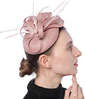 Women's Fascinator Hat Fake Sinamay Feather Tea Party Pillbox Flower Derby Church Hat