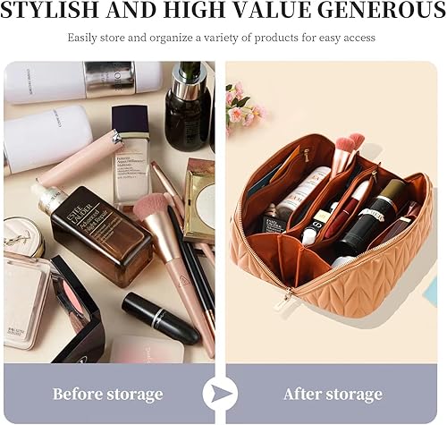 Miniatura 5 de Bolsa de maquillaje de viaje, regalos para mujeres, bolsa de maquillaje plana grande y abierta, organizador de maquillaje, bolsa de cosméticos